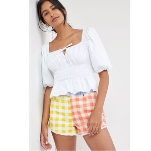 NWT Farm Rio Anthropologie High Waist Gingham Shorts Women’s S $120